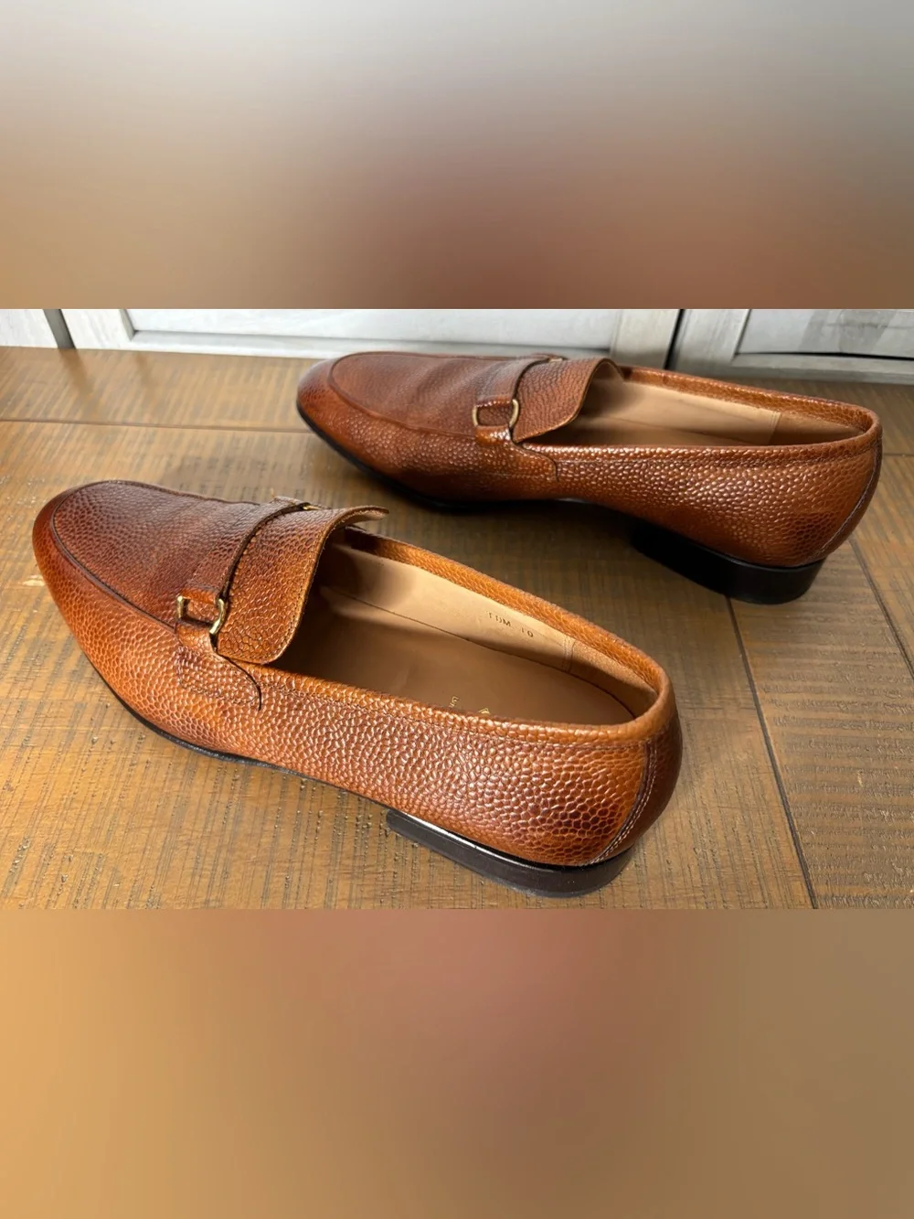 3DM Lifestyle Lorenzo Cognac Brown Pebble Grain Leather Bit Loafers US Men's 11